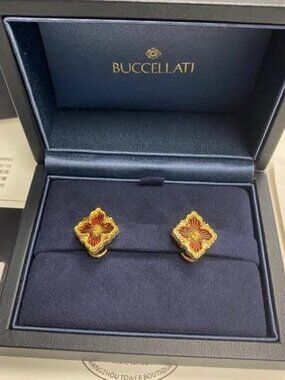 Buccellati red flower stud earrings